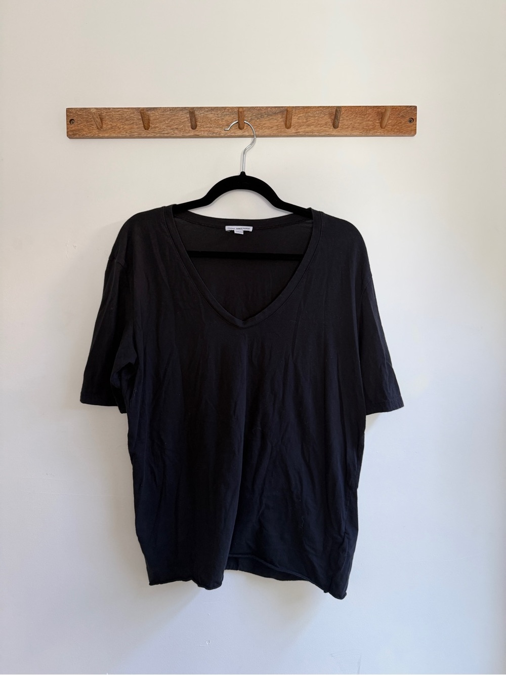 James Perse Black V-Neck Short Sleeve Tee